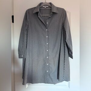 BB Dakota Olsen Gray and White Striped Shirtdress